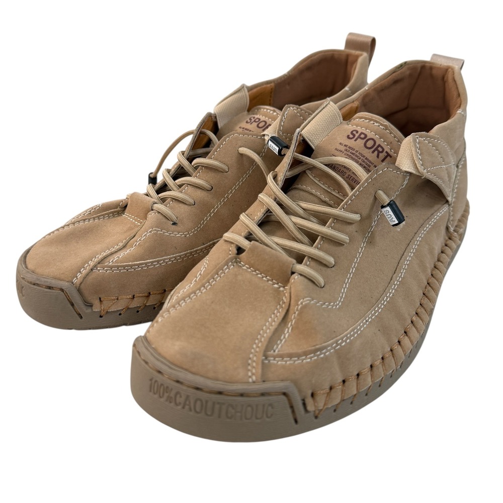 Women Sport 7.5 Retro Tan 100% Caoutchouc Shoes Handmade Soft Loafers Orthopedic